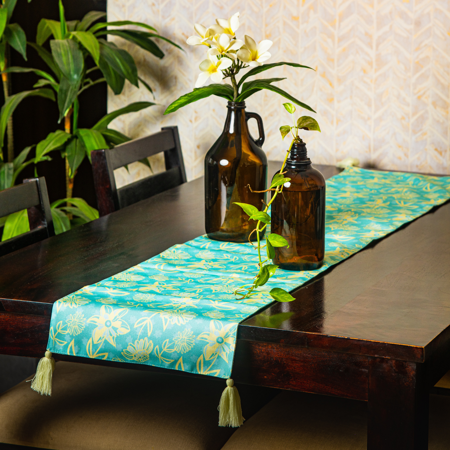 Table Runner - Cotton - Green & Yellow