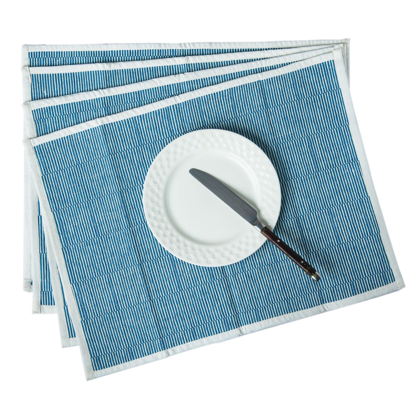 Table Mats - Ribbed Cotton - Blue