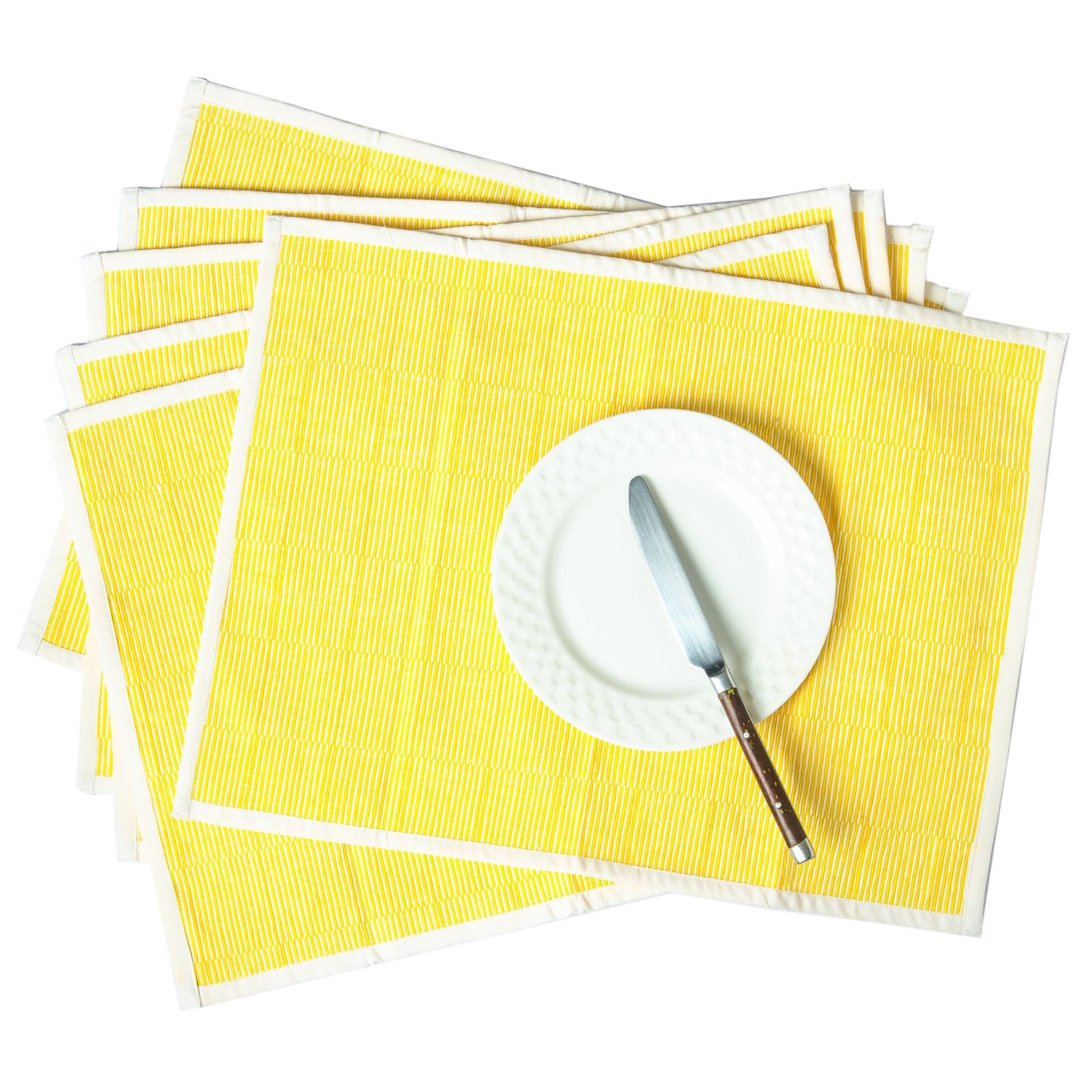 Table Mats - Ribbed Cotton - Yellow