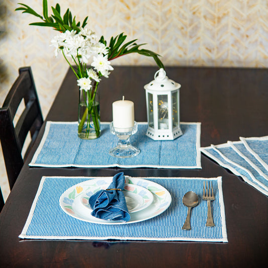 Table Mats - Ribbed Cotton - Blue