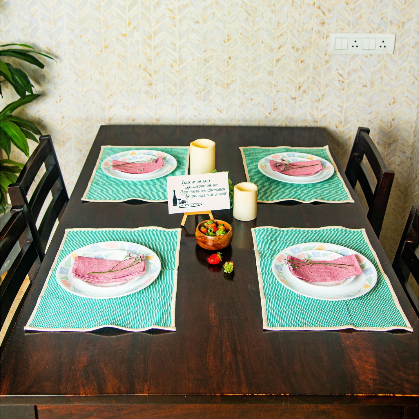 Table Mats - Ribbed Cotton - Green