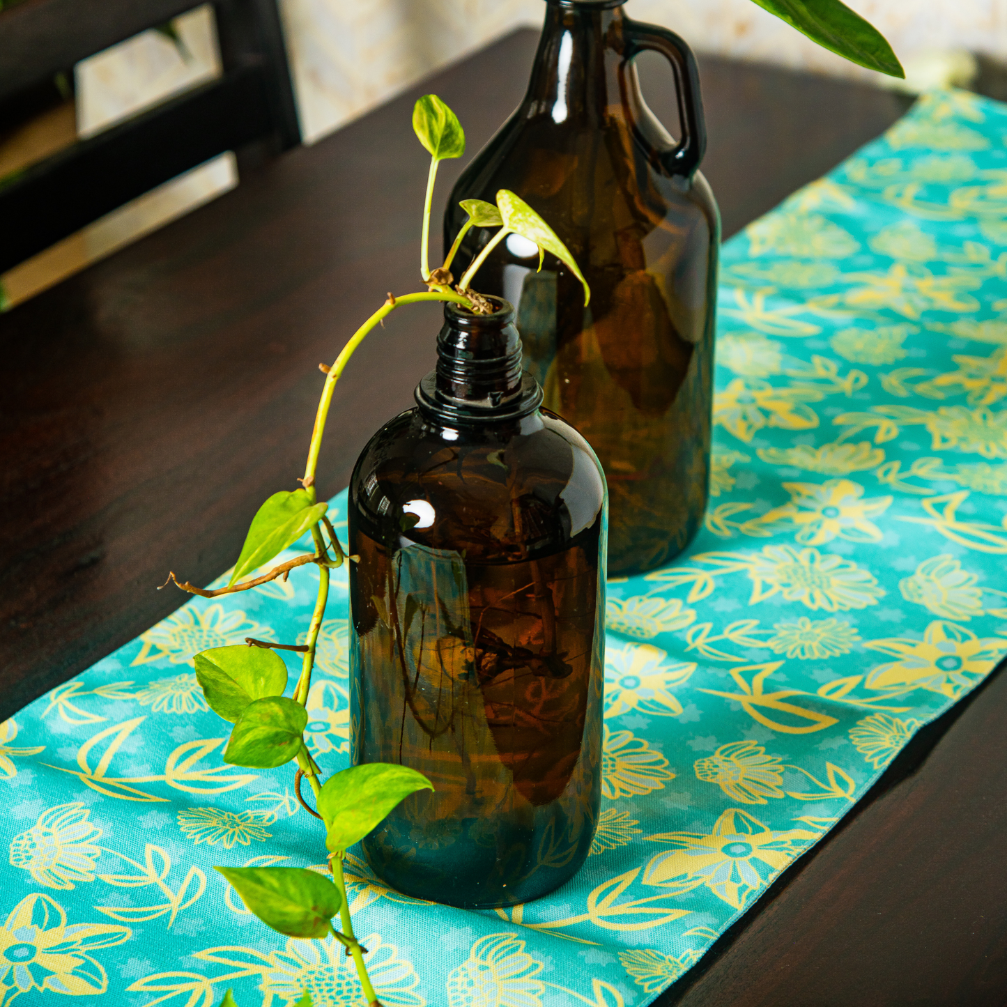 Table Runner - Cotton - Green & Yellow