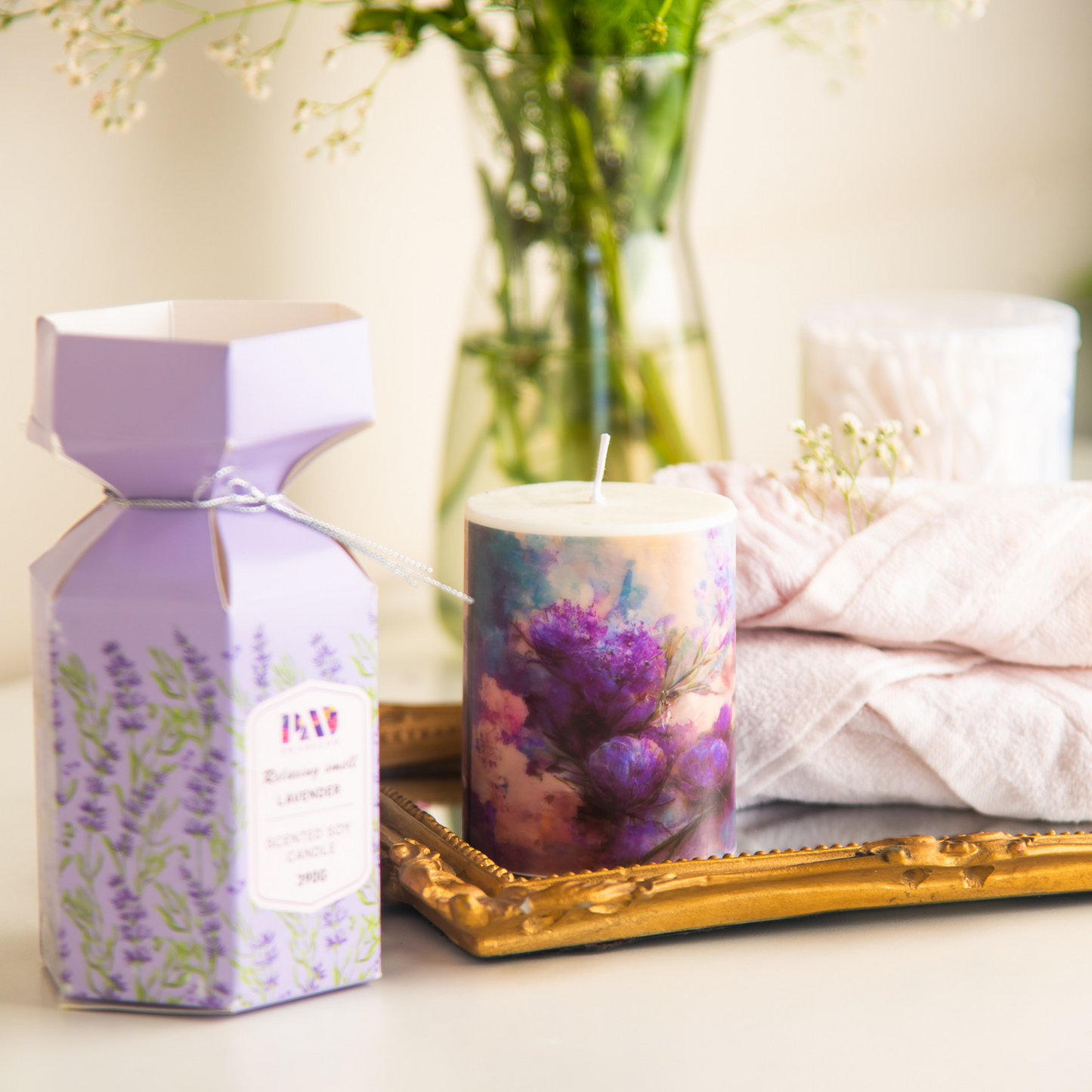 Scented Pillar Candle - Lavender