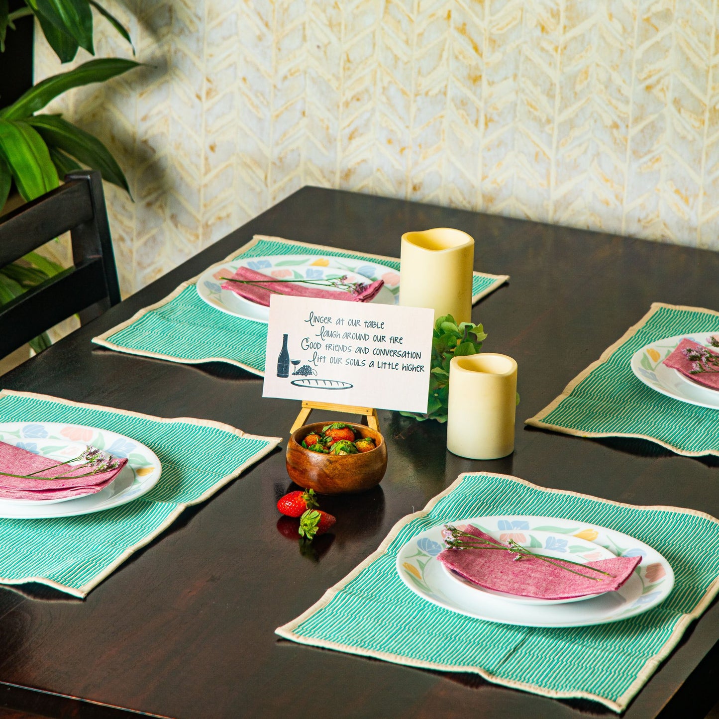 Table Mats - Ribbed Cotton - Green