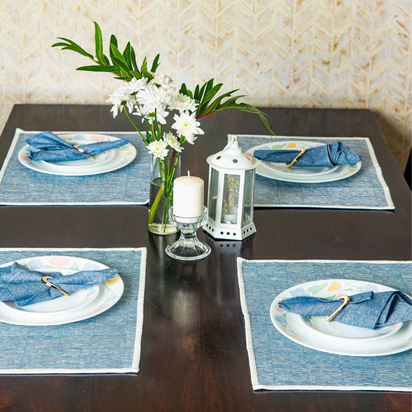 Table Mats - Ribbed Cotton - Blue